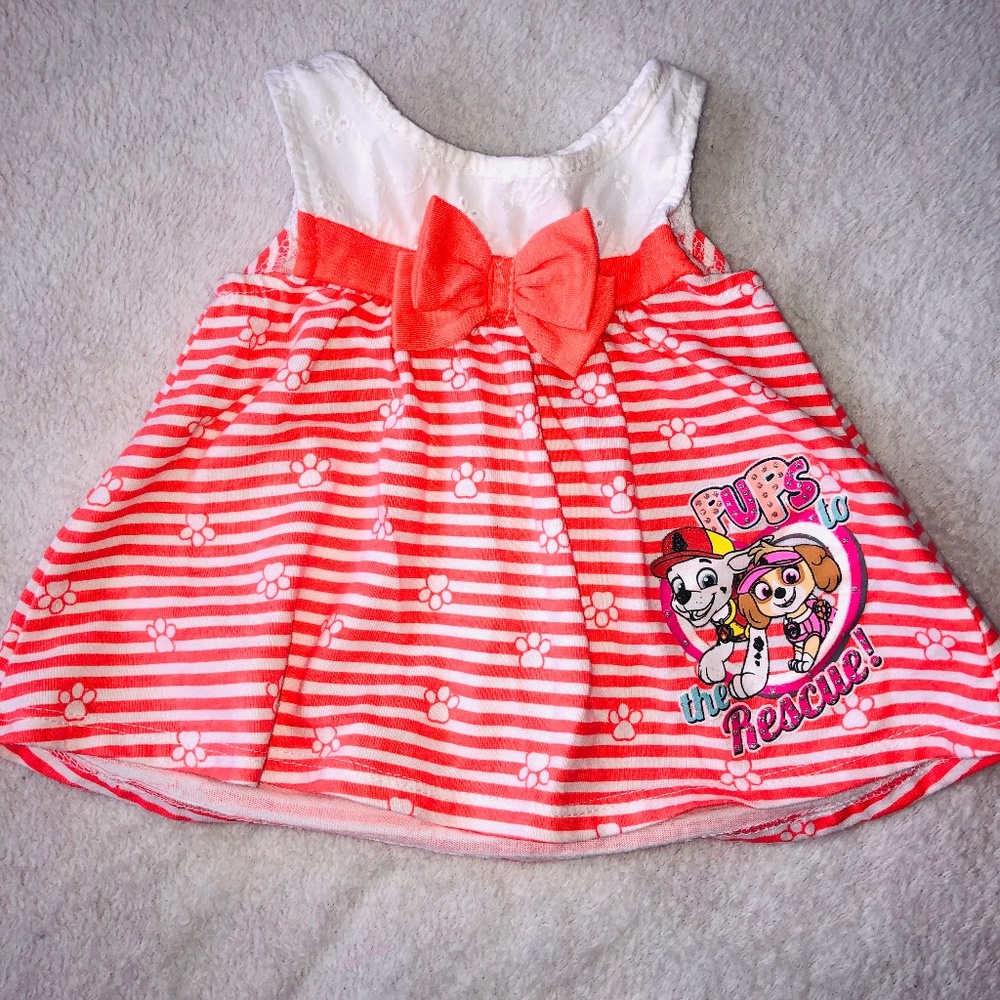 Newborn Toddler Baby Girl Orange & White / DRESS Sleeveless/ NICKELODEON/Pups